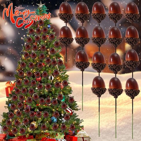 10Pcs Mini Artificial Foam Acorns Fake Fruits and Vegetables Berries Flowers Plant for Home Wedding Christmas Tree Decoration (10x3x2.3cm) in Saudi Arabia