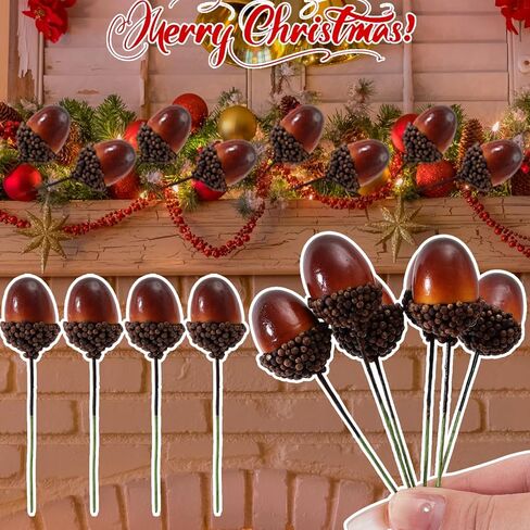 10Pcs Mini Artificial Foam Acorns Fake Fruits and Vegetables Berries Flowers Plant for Home Wedding Christmas Tree Decoration (10x3x2.3cm) in Saudi Arabia