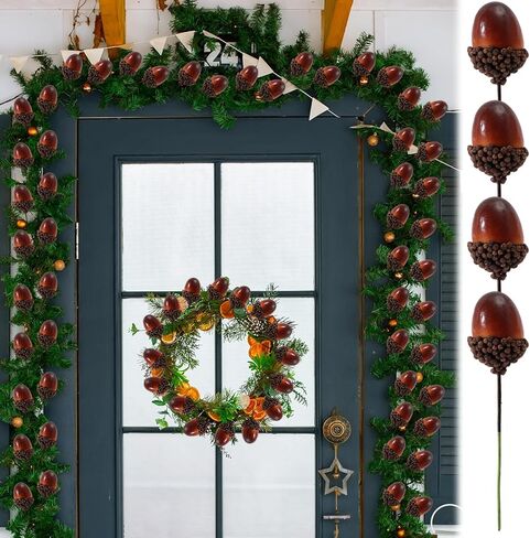 10Pcs Mini Artificial Foam Acorns Fake Fruits and Vegetables Berries Flowers Plant for Home Wedding Christmas Tree Decoration (10x3x2.3cm) in Saudi Arabia