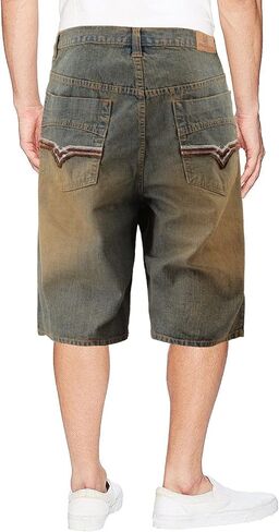 vkwear Men's Cotton Blend Denim Faded Wash Quality Relaxed Fit Casual Jean Shorts in Saudi Arabia