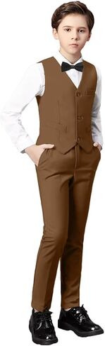 Boys Suit Kids Formal Wedding Tuxedo Dress Suits for Teen Boys Vest and Pants Set in Kuwait