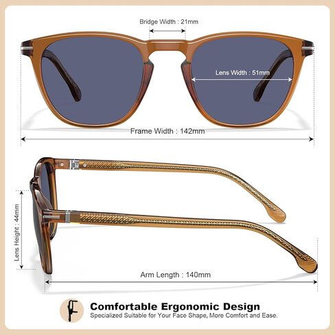 CARFIA Classic Retro Polarized Sunglasses for Men Anti-slip Temple Tail Elegant Gift-Ready Case CA31237 in Saudi Arabia