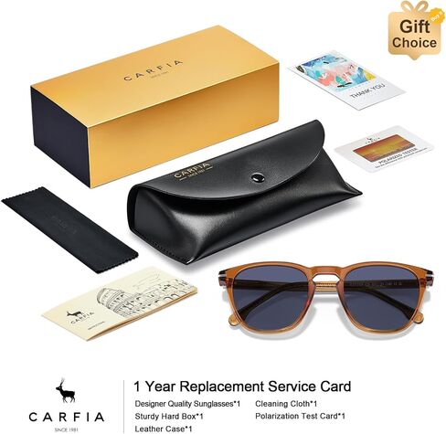 CARFIA Classic Retro Polarized Sunglasses for Men Anti-slip Temple Tail Elegant Gift-Ready Case CA31237 in Saudi Arabia