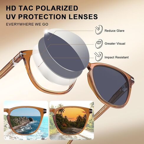 CARFIA Classic Retro Polarized Sunglasses for Men Anti-slip Temple Tail Elegant Gift-Ready Case CA31237 in Saudi Arabia
