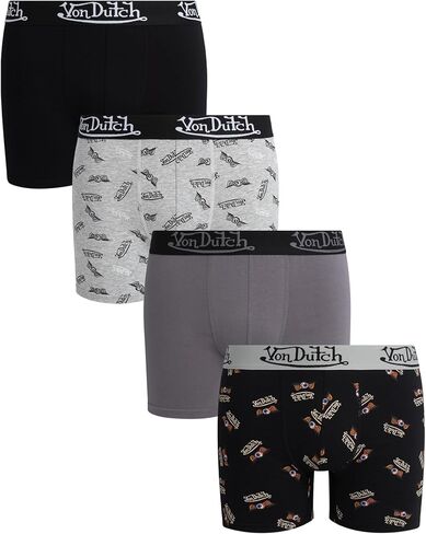 Von Dutch Mens Boxer Briefs - 4 Pack Soft Cotton Stretch Moisture Wicking Tag Free Mens Underwear Boxer Briefs (Sizes: S-XL) in Saudi Arabia