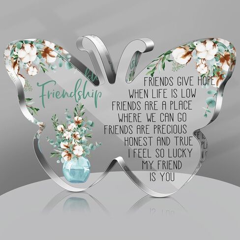 Spiareal Gift for Friend Friendship Gifts for Women Friend Friendship Birthday Cheer up Acrylic Heart Butterfly Keepsake Paperweight for Home Office Table Shelf(Butterfly) in Saudi Arabia