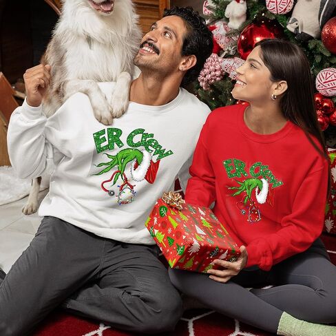 سويت شيرت Christmas ER Crew – بلوفر صوف برقبة دائرية مطبوعة للجنسين بتصميم احتفالي للعطلات الطبية in Kuwait