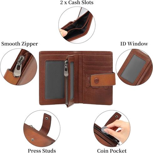 GAEKEAO Genuine Leather Wallets for Men with Zipper, RFID Blocking Mens Wallet with Coin Pouch, Bifold Wallet with 2 ID Windows in Gift Box, Billeteras de Hombres in Saudi Arabia