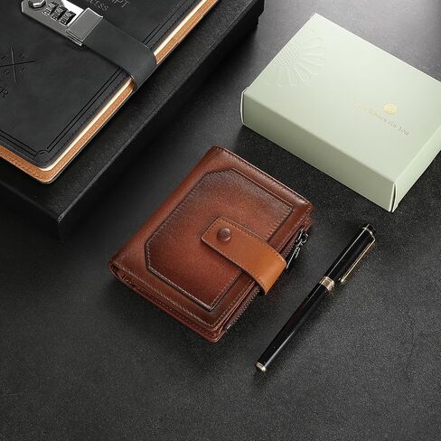 GAEKEAO Genuine Leather Wallets for Men with Zipper, RFID Blocking Mens Wallet with Coin Pouch, Bifold Wallet with 2 ID Windows in Gift Box, Billeteras de Hombres in Saudi Arabia