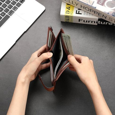 GAEKEAO Genuine Leather Wallets for Men with Zipper, RFID Blocking Mens Wallet with Coin Pouch, Bifold Wallet with 2 ID Windows in Gift Box, Billeteras de Hombres in Saudi Arabia