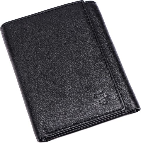 Black Leather Wallet – TrifoldCard Holder | Real Genuine Leather Mens Wallet | RFID Secure | Fits 8 Cards | Tap to Pay Feature | Quality Credit Card Holder in Saudi Arabia