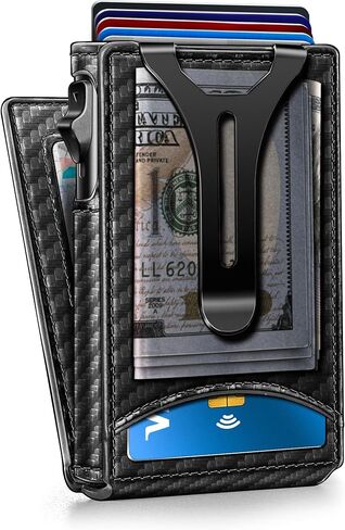 Genuine Leather Wallet for Men Slim Magnetic Flip Bifold with Money Clip and Metal Card Case Holds 9 Cards Ideal for Gifts and Daily Use (Coffee) in Saudi Arabia