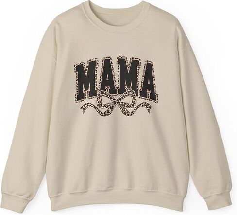 سويت شيرت برقبة دائرية بطباعة الفهد من Mama، بلوفر لطيف ومريح للجنسين في أي مناسبة، هدية للأم، سترة ليوبارد ماما، in Kuwait