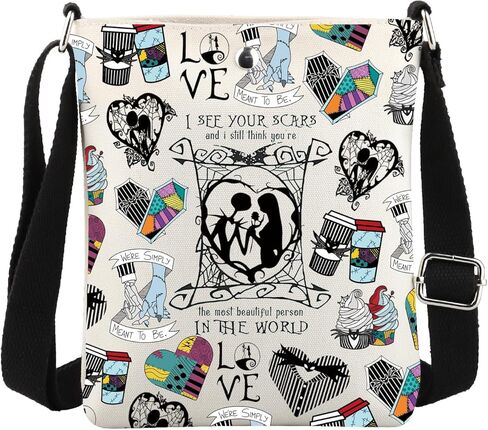 MBMSO جاك وسالي حقيبة كروسبودي عيد الميلاد جاك سالي هدايا الأزواج Skellington Crossbody محفظة هدايا شهر العسل للسيد السيدة in Saudi Arabia