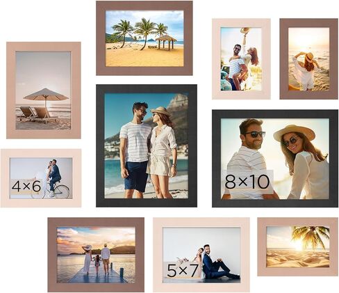 Funtopia Picture Frames, 10 Pack Picture Frames Collage Wall Decor, Gallery Wall Frame Set for Wall or Tabletop Display, Multi-size with 8x10, 5x7, 4x6 Family Photo Frames in Saudi Arabia