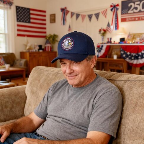 250th Anniversary USA Hat, Adjustable 250 Year American Anniversary Hat,Patriotic Baseball Cap Blue in Saudi Arabia