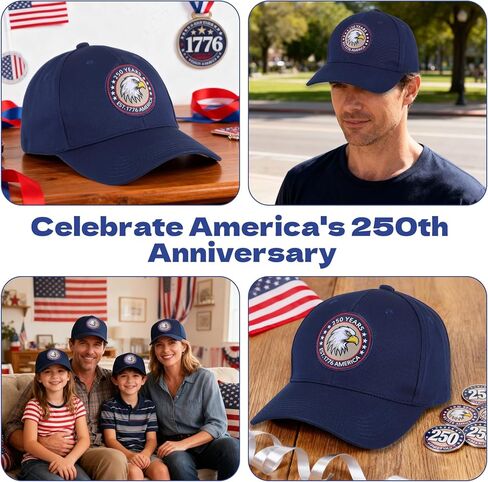 250th Anniversary USA Hat, Adjustable 250 Year American Anniversary Hat,Patriotic Baseball Cap Blue in Saudi Arabia