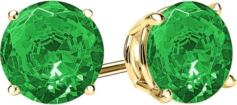 1/2-10 Carat Total Weight Emerald Stud Earrings 4 Prong Push Back 18K Gold in Saudi Arabia
