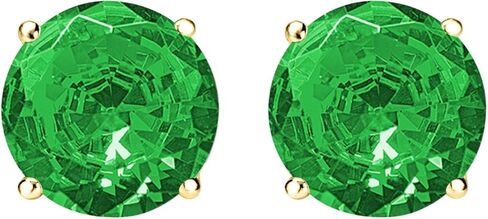 1/2-10 Carat Total Weight Emerald Stud Earrings 4 Prong Push Back 18K Gold in Saudi Arabia