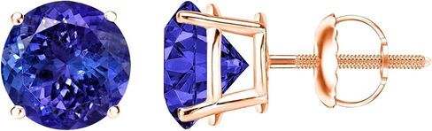 0.5 to 8 Carat Total Weight Tanzanite Stud Earrings for Women 4 Prong Popular Premium Collection Screw Back in Saudi Arabia