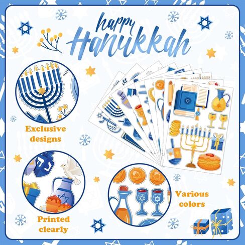 9 أوراق ملصقات نافذة هانوكا، ملصقات نافذة شانوكا للفصول الدراسية والمكتب المنزلي ومستلزمات الحفلات ديكور شانوكا in Kuwait