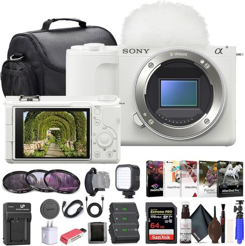 Sony Alpha ZV-E10 II Mirrorless Camera with 16-50mm Lens (Black) (ZVE10M2KB) - 64GB Memory Card, Filter Kit, Photo Software, Bag, 2 x NP-FZ100 Battery, Charger, Card Reader, More in Saudi Arabia