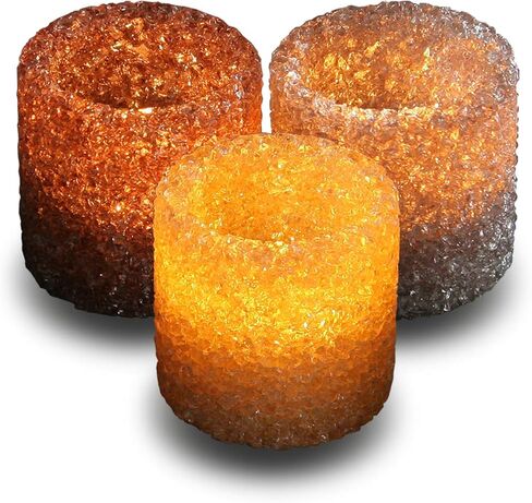 3 Pack Tealight Candle Holders Decorative Colorful Glass Cullet Tea Lights Votive Holders for Home Décor Wedding Halloween Christmas Decorations Table Centerpieces Party Favors Gifts 2.8"(D) x2.8"(H) in Saudi Arabia