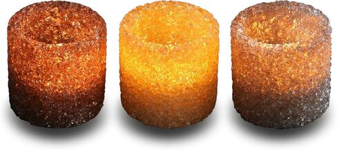 3 Pack Tealight Candle Holders Decorative Colorful Glass Cullet Tea Lights Votive Holders for Home Décor Wedding Halloween Christmas Decorations Table Centerpieces Party Favors Gifts 2.8"(D) x2.8"(H) in Saudi Arabia
