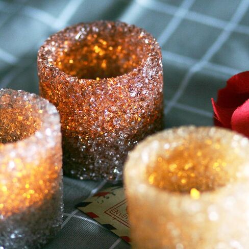 3 Pack Tealight Candle Holders Decorative Colorful Glass Cullet Tea Lights Votive Holders for Home Décor Wedding Halloween Christmas Decorations Table Centerpieces Party Favors Gifts 2.8"(D) x2.8"(H) in Saudi Arabia