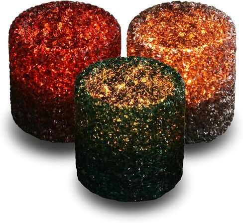 3 Pack Tealight Candle Holders Decorative Colorful Glass Cullet Tea Lights Votive Holders for Home Décor Wedding Halloween Christmas Decorations Table Centerpieces Party Favors Gifts 2.8"(D) x2.8"(H) in Saudi Arabia