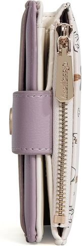 Dinosaur Slim Wallet for Women, Compact Card Holder with Wrist Strap (Animal purple, 4.96 in - 3.74 in - 1.18 in) in Saudi Arabia