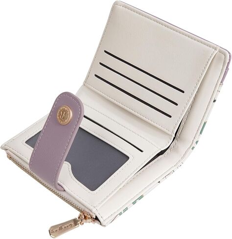 Dinosaur Slim Wallet for Women, Compact Card Holder with Wrist Strap (Animal purple, 4.96 in - 3.74 in - 1.18 in) in Saudi Arabia