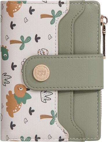 Dinosaur Slim Wallet for Women, Compact Card Holder with Wrist Strap (Animal purple, 4.96 in - 3.74 in - 1.18 in) in Saudi Arabia
