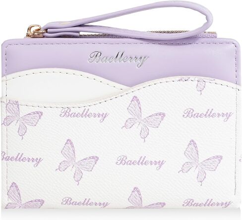 Dinosaur Slim Wallet for Women, Compact Card Holder with Wrist Strap (Animal purple, 4.96 in - 3.74 in - 1.18 in) in Saudi Arabia
