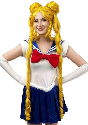ALLAURA Womens Long Blonde Curly Wig With Bangs 70's Wigs Disco Costume Wig Feathered Flick in Saudi Arabia
