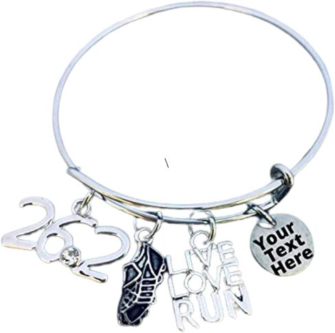 Personalized Engraved Marathon Runner Bracelet, Custom Running Gifts, Running Jewelry, Marathon Bangle Bracelet for Women, Teens and Girls in Saudi Arabia