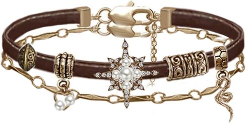 أساور نسائية على الطراز القديم أساور جلدية عصرية على شكل نجمة لإكسسوارات نسائية قابلة للتكديس M2593 in Kuwait