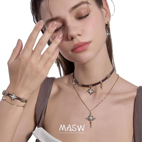 أساور نسائية على الطراز القديم أساور جلدية عصرية على شكل نجمة لإكسسوارات نسائية قابلة للتكديس M2593 in Kuwait