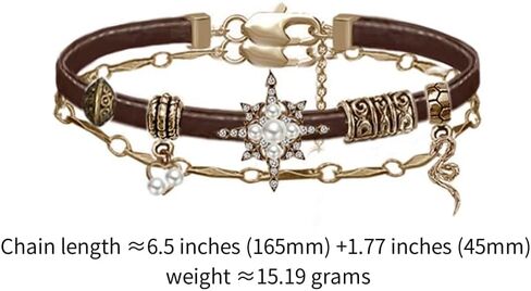 أساور نسائية على الطراز القديم أساور جلدية عصرية على شكل نجمة لإكسسوارات نسائية قابلة للتكديس M2593 in Kuwait