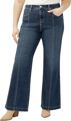 شركة Silver Jeans Co. بنطلون جينز Avery عالي الارتفاع للنساء بمقاس كبير، غسيل متوسط، 12 عرض × 31 طول in Saudi Arabia