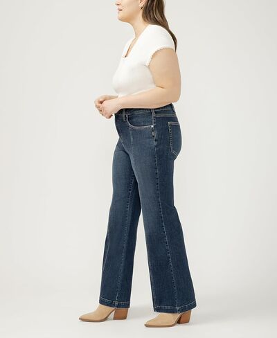 شركة Silver Jeans Co. بنطلون جينز Avery عالي الارتفاع للنساء بمقاس كبير، غسيل متوسط، 12 عرض × 31 طول in Saudi Arabia