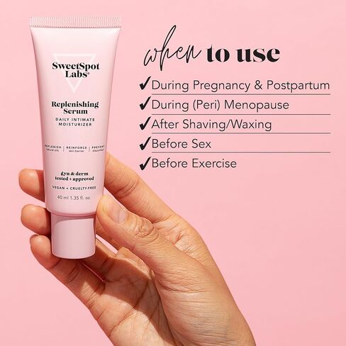 SweetSpot Labs Replenishing Serum, External Vaginal Moisturizer, Perimenopause, Pregnancy and Postpartum Care for Dry Intimate Skin, 1.35 oz in Saudi Arabia