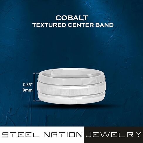 Men's Cobalt Chrome Wedding 9mm Band Textured Center Ring in Saudi Arabia
