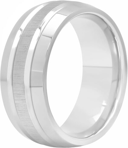 Men's Cobalt Chrome Wedding 9mm Band Textured Center Ring in Saudi Arabia