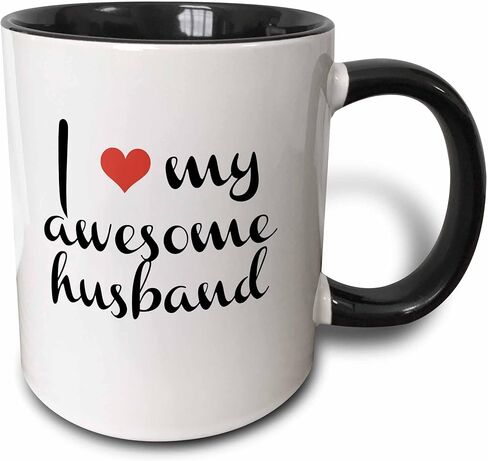 3dRose I Love My Awesome Husband Ceramic Mug, 11 oz, Black in Saudi Arabia