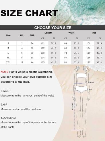 Women's Wide Leg Pants with Pockets - Elastic Mid Waist Loose Casual Pants for Beach Vacation in Saudi Arabia