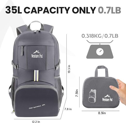 Venture Pal 35L Ultralight Lightweight Packable Foldable Travel Camping Hiking Outdoor Sports Backpack Daypack in Kuwait