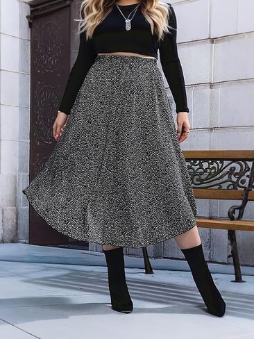 Women's Casual Skirts High Waisted Pleated A-Line Swing Skirts Vintage Floral Skirts in Saudi Arabia