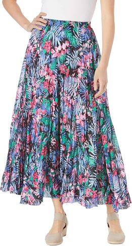 Woman Within Plus Size Pull-On Elastic Waist Crinkle Printed Skirt in Saudi Arabia