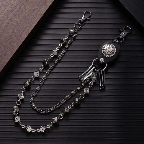 Acxico 1 Piece Vintage Charm Double-Layer Dice Versatile Pants Chain - Suitable for Men & Women, Ideal for Casual Outings, Holiday Gatherings, Friend Parties & Performance Trendy Outfits in Saudi Arabia
